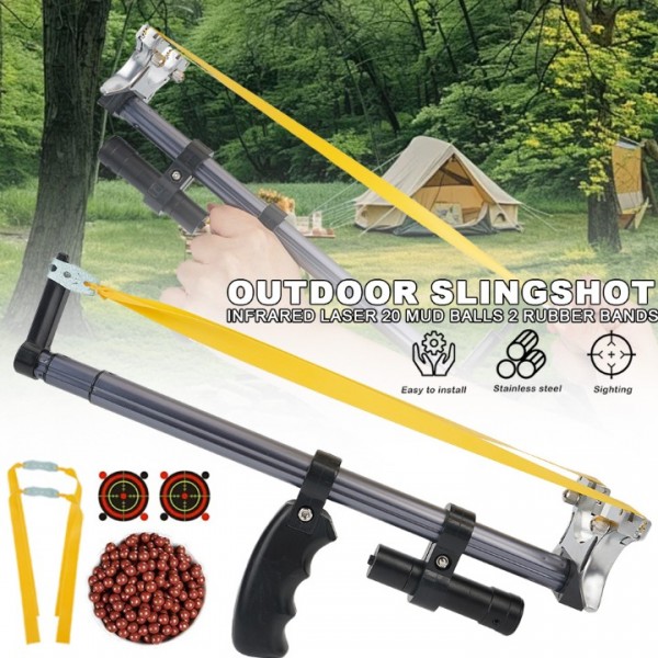 Powerful Hun-ting Slingshot High Velocity Laser Aiming Sight 2pc rubber band