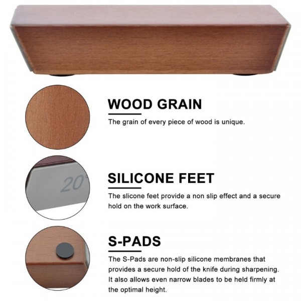 15° 20° Diamond Rotary Knife Sharpener Wooden Base