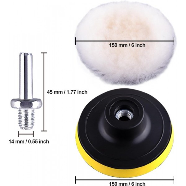 Polishing Pad Sponge Mop Buffing Kit For Car Wheel Polisher Drill Attachment