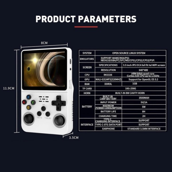 R36s Retro Handheld Videospiel Konsole-21000 Spiele vorinstalliert - Linux-128GB