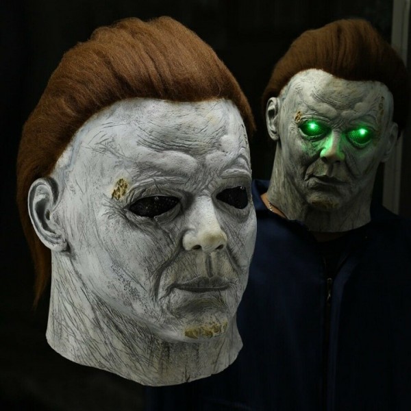 Scary Michael Myers LED Halloween Mask with Alpaca Wig
