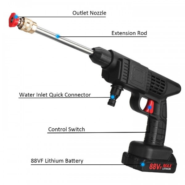 Cordless High Pressure Car Cleaner With 2 Batterie...