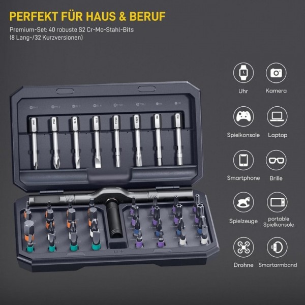 42-in-1 Magnetic Ratchet Screwdriver Set with S2 Steel Bits