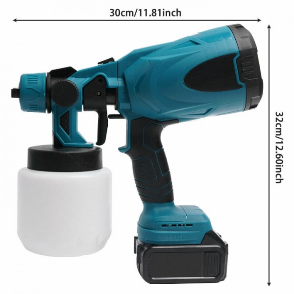 Cordless 18V Paint Sprayer Gun with 2 Batteries