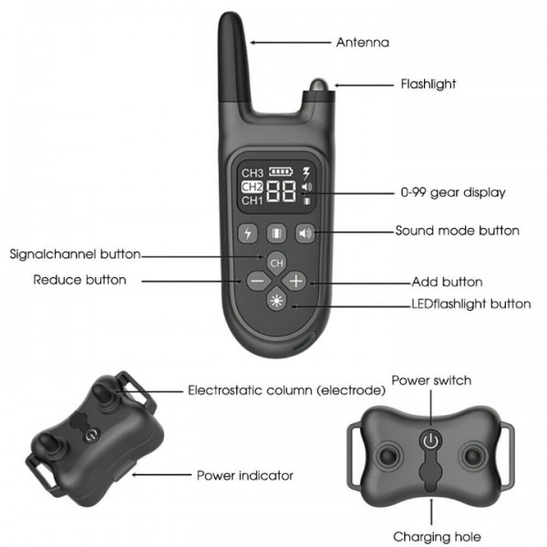1000M Hund Ausbildung Stromschlag Erziehungshalsband Hunde Vibration Ton e-Shock