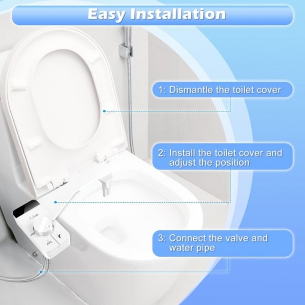 Bidet Toilet Attachment with Dual Nozzles