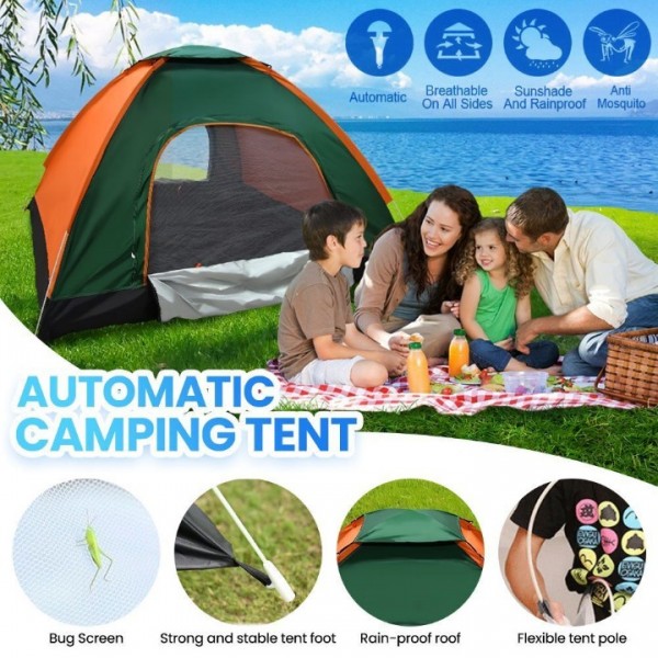 Automatic tent camping tent pop-up 3-4 person throw tent outdoor family tent