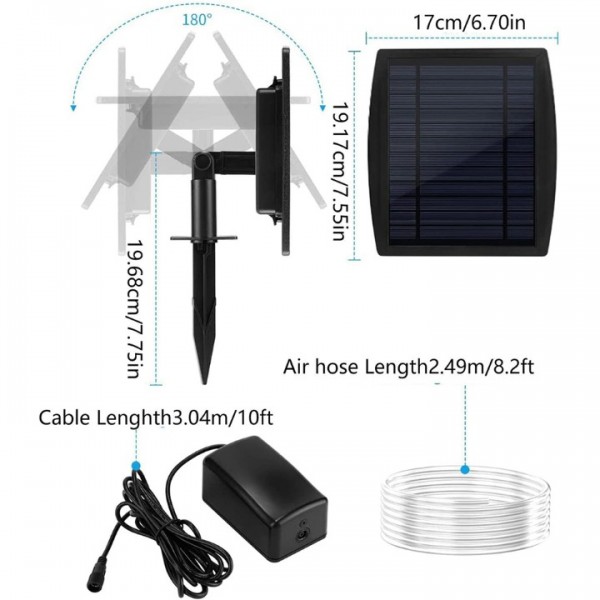 Solar Teichbelüfter Set, 2,5W 120l/h Gartenteich Pumpe Belüftung,Sauerstoffpumpe