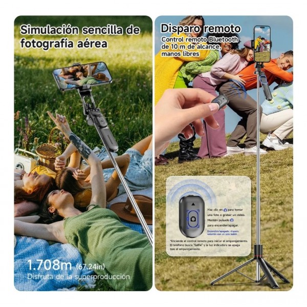 Extendable Selfie Stick Phone with Magnetic Remote
