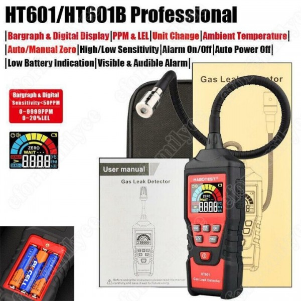 Portable Combustible Gas Detector with Auto Reset 40cm Flexible Probe