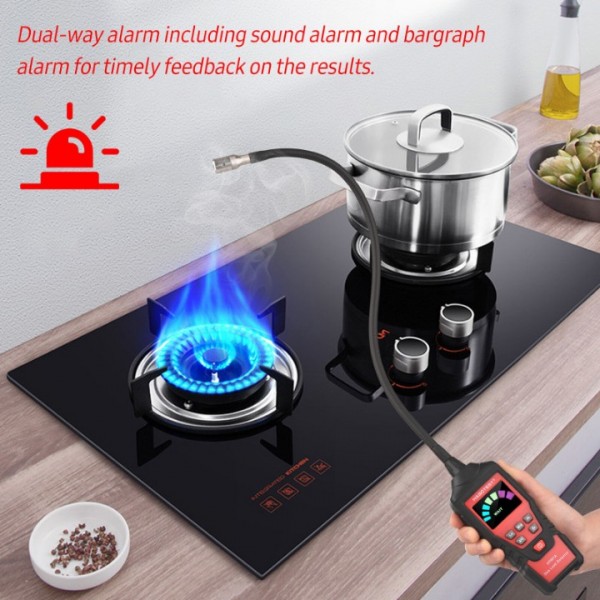 Portable Combustible Gas Detector with Auto Reset 40cm Flexible Probe