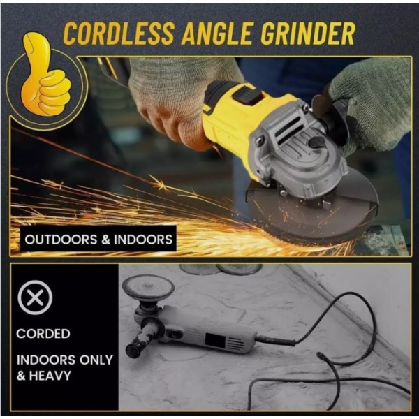 125mm Cordless Angle Grinder Brushless Grinding for Dewalt 18V Battery Body Only