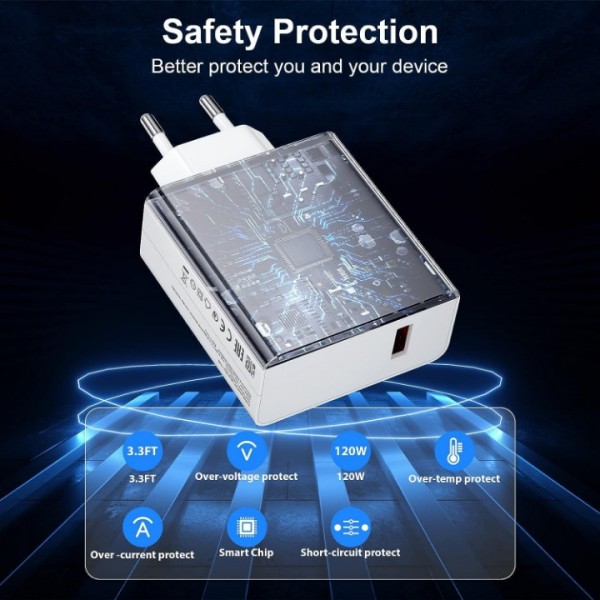 120 W USB Charger with 6A USB C Cable 1 m for Mi Turbo Charge Fast Charger for Xiaomi 15 14 13 Ultra 14T 13T 12T 11T